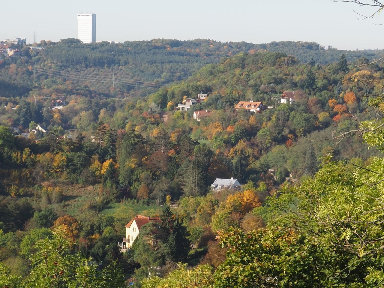 /Výhled od kostela sv. Matěje směrem k Vokovicům.
