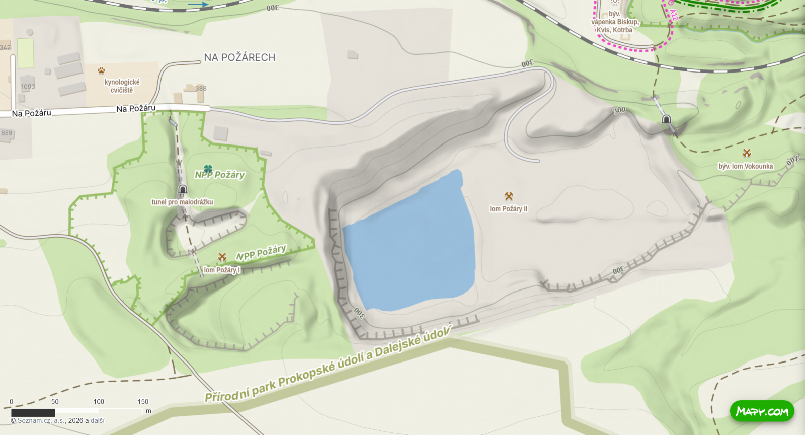 /Mapa kamenolomů Požáry v Praze - Řeporyjích.